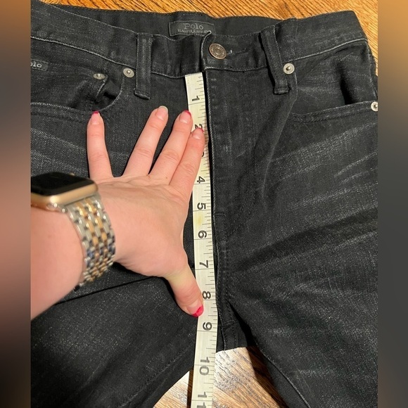 Polo Ralph Lauren | The Waverly Straight‎ High Rise Crop Black Distressed Sz 28 - Picture 7 of 8